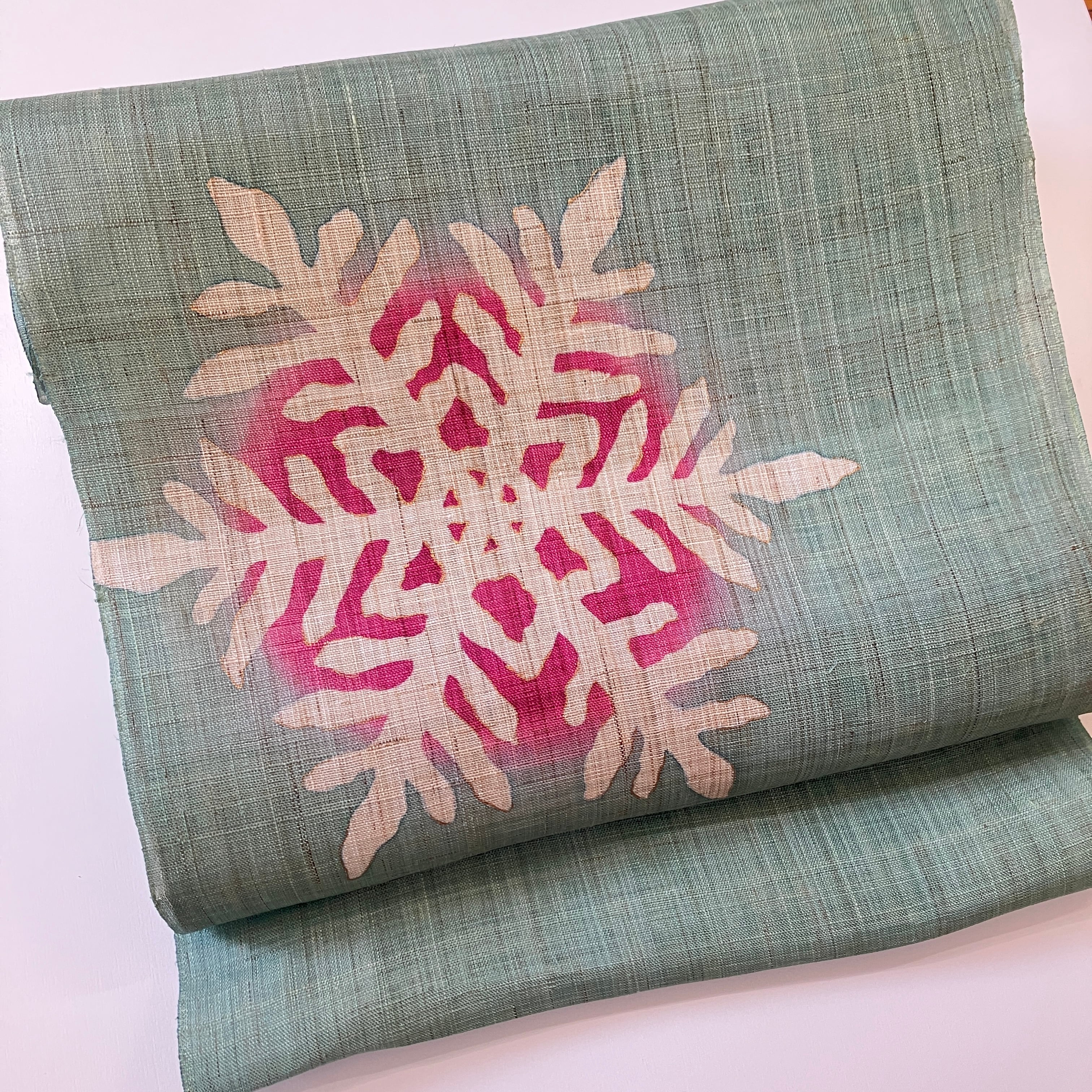 手描友禅 夏名古屋帯「雪の結晶」 | somemoyoushop ーそめもよう