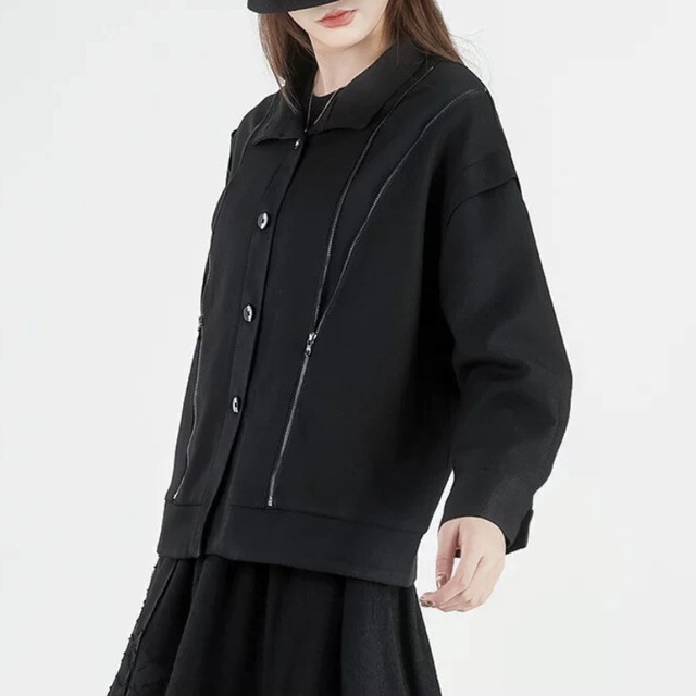 Dual zip stand collar jacket C1393