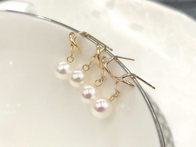 K18YG/PG 5.5ミリ アコヤパールピアス
