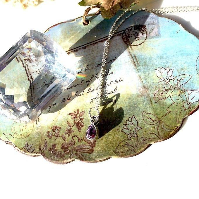 【一点物】✦2月の誕生石✦⋆.·SV925⋆.·紫の雫⋆.·Petiteアメジストドロップネックレス⋆.·✦