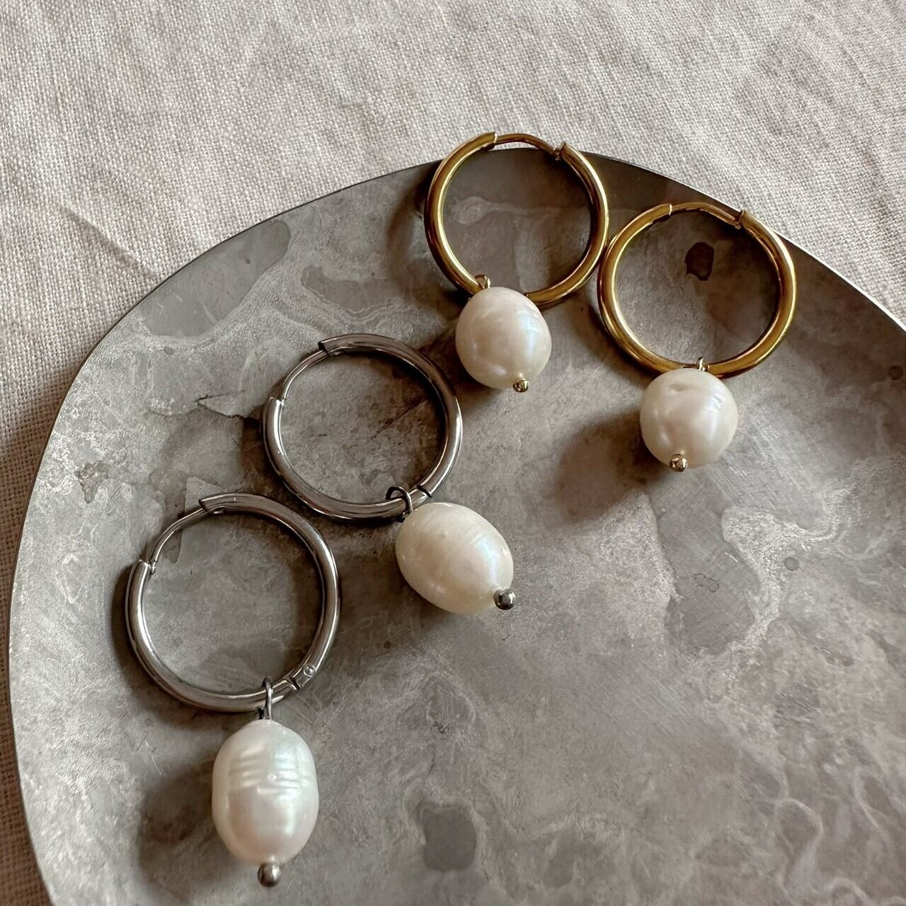 ［サージカルステンレス］19mm LEAVE PEARL PIERCE