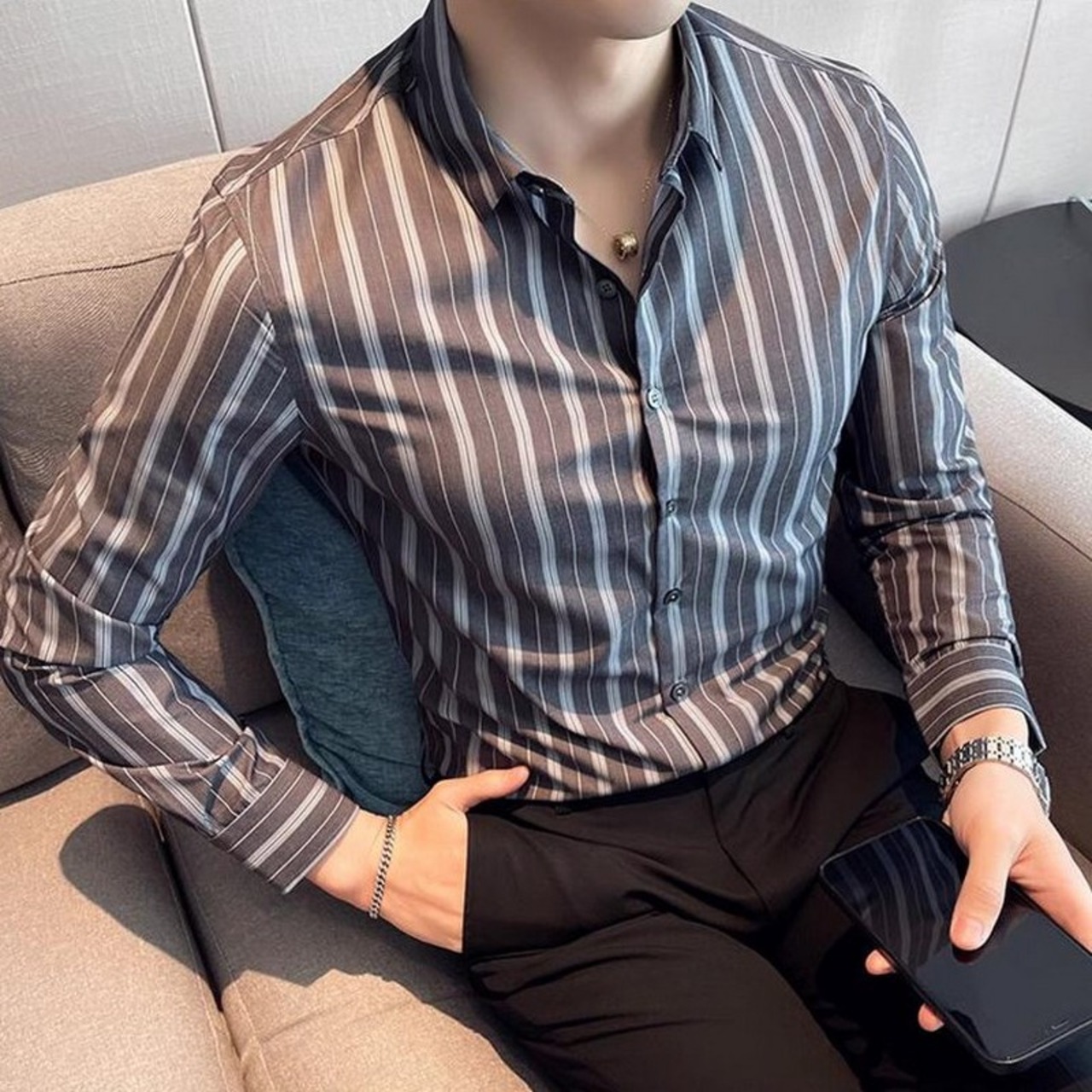 striped easy care casual shirt 00104