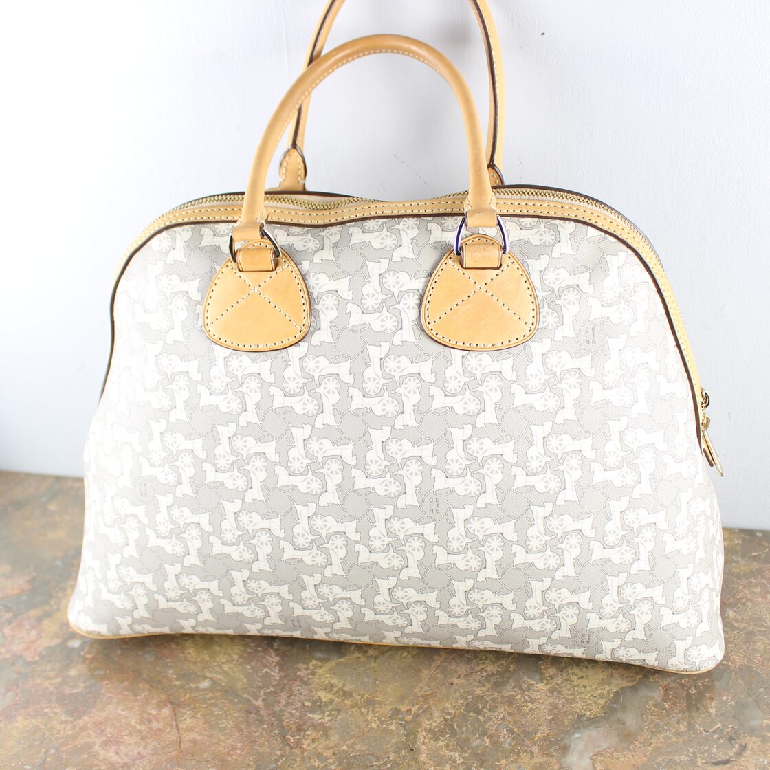 CELINE DOME TYPE CARRIAGE PATTERNED HAND BAG/セリーヌドームタイプ 