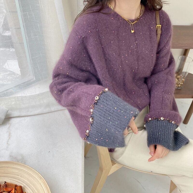 トップス レディース ニットソー もこもこアウター 長袖 送料無料 萌袖 襟なし Uネック ワイド もこもこ ベロア 厚手 個性的 ルーズ モード系 クール エレガント ポリエステル フリース 大人可愛い きれいめ 大人 上品 レトロ お洒落 エキゾチック 大人女子 S M L XL 2XL3XL ゆったり グレー 紫 くすみカラー 大人カラー 春 秋 冬 20代 30代 40代 女性用 ママ OL 通勤 デート お出かけ 女子会 お泊り 休日 普段使い ファッション コーデ あったか 暖かい 防寒