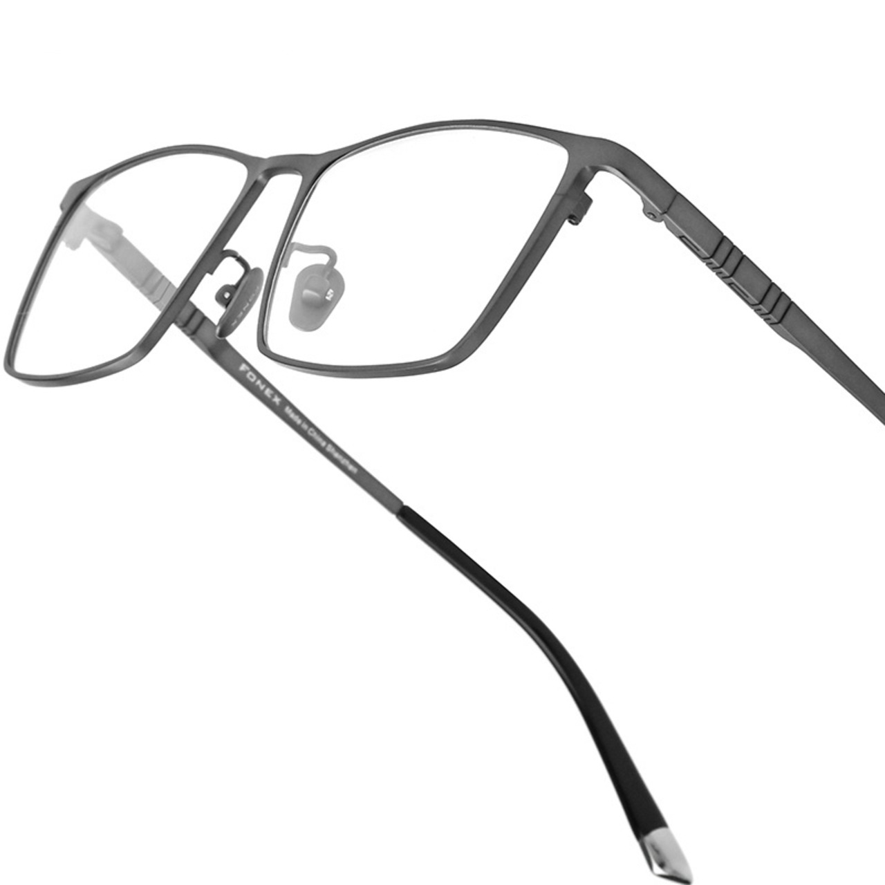 Geometric Line Temple Titanium Glasses -square- / ジオメトリック ライン テンプル チタン メガネ -スクエア-