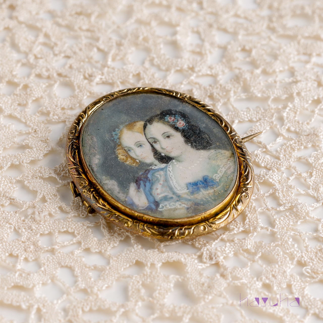 アンティーク ミニアチュール ゴールドプレート コッパー オーバル