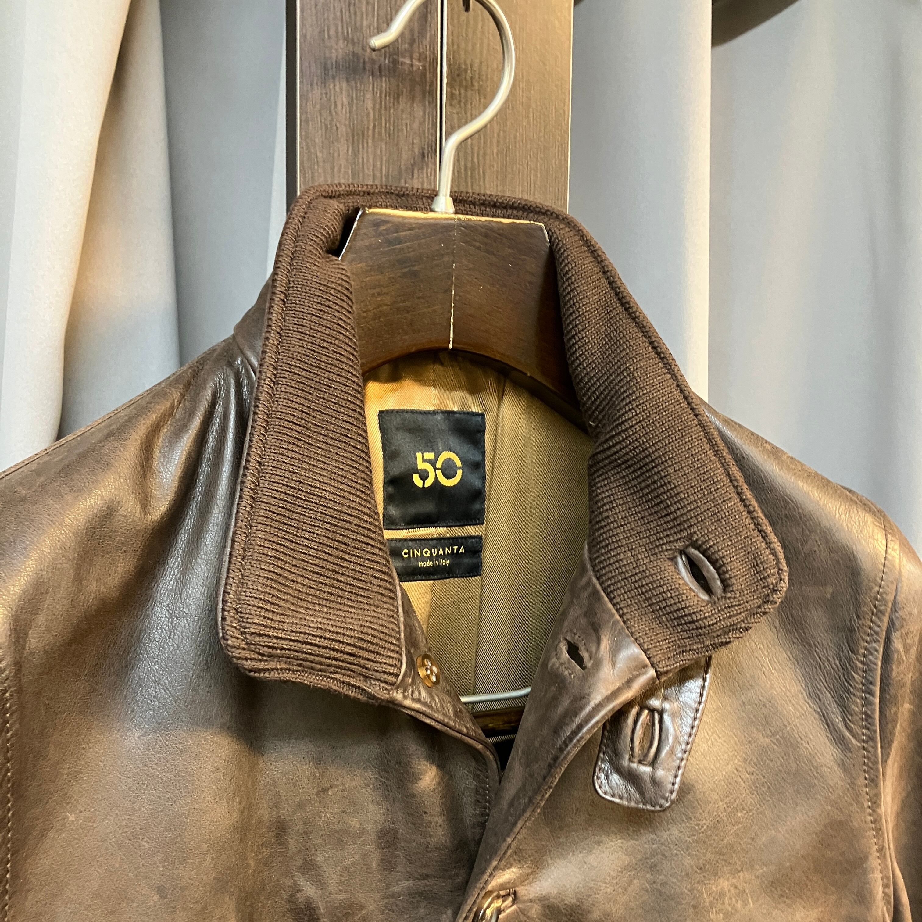 Cinquanta Brown Horsehide Leather Jacket 