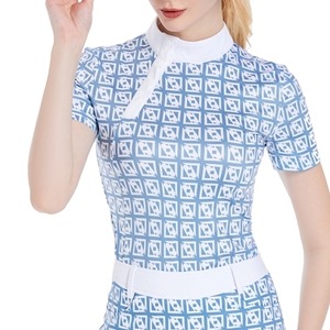 ブルー　半袖Tシャツ　スカート　セットアップ