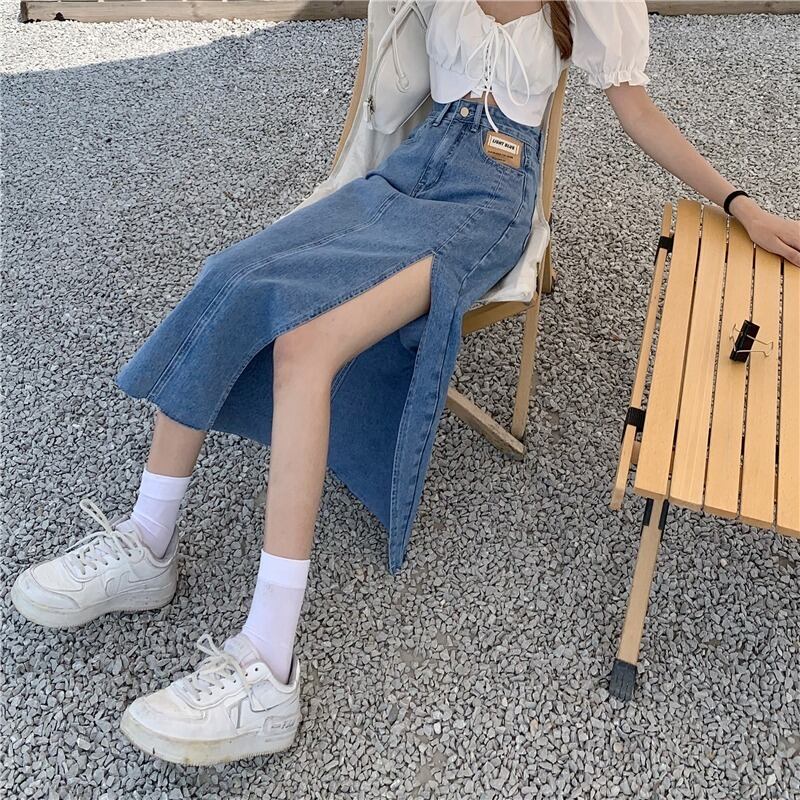 Aラインスカート スプリングオータム薄手ハイウェストウェストロング 春物 秋物 1号婦人58715994325