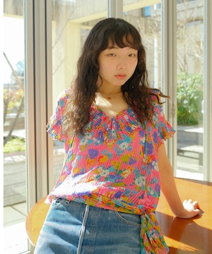 【送料無料】70's-80's"Diane Freis" flower blouse
