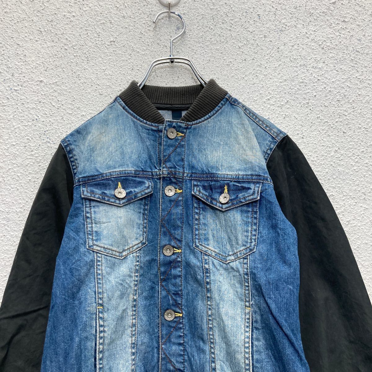 デニムジャケット キッズ150cm 袖ナイロン 切替 ジージャン 古着卸  
