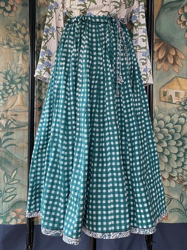 50枚はぎフルサークルスカート  /    Green White Check