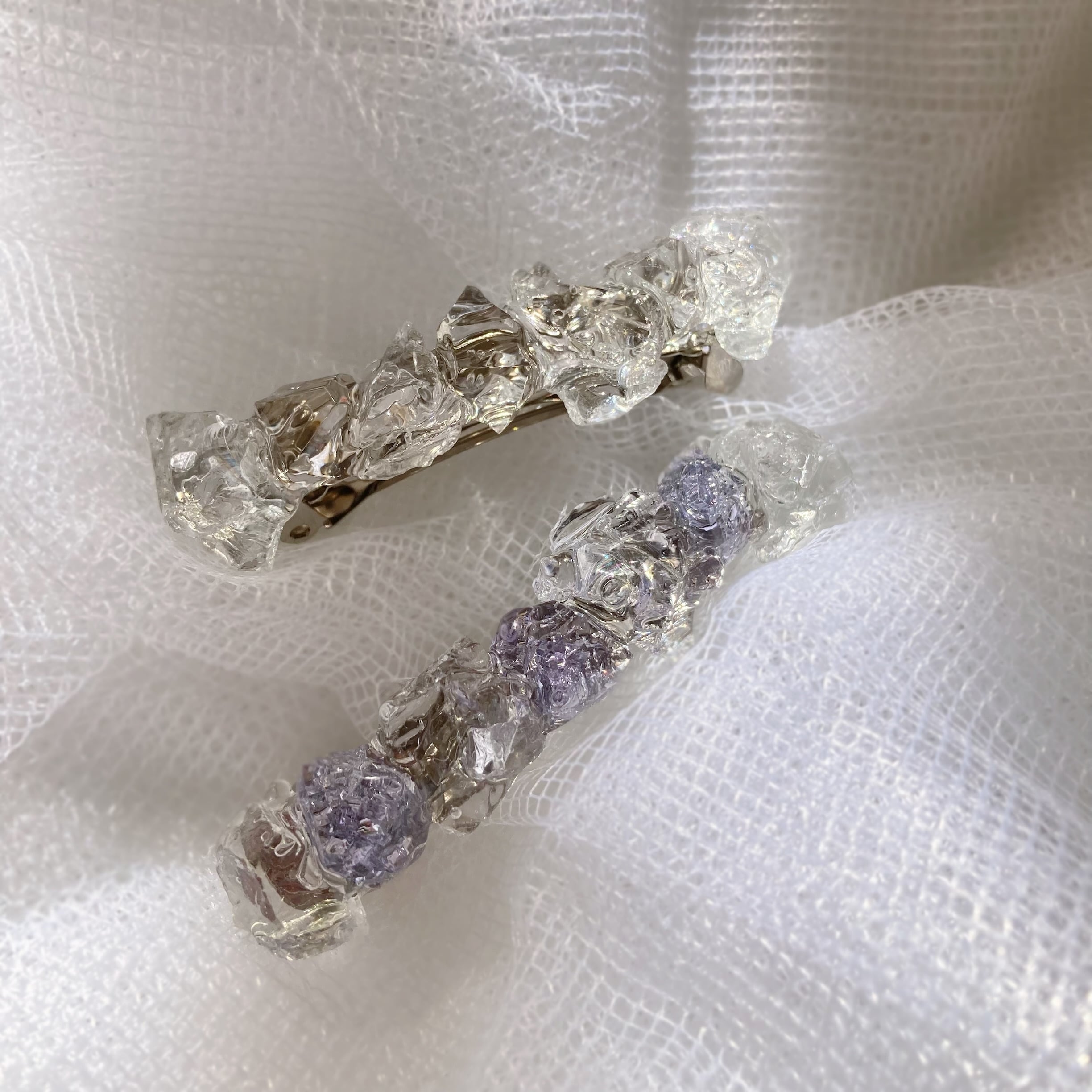 うるうる宝石】バレッタ （clear silver / clear purple） | miyu.miyu