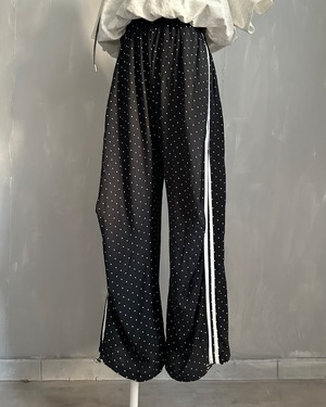 6月上旬polka dot 2way linen track PT／Black