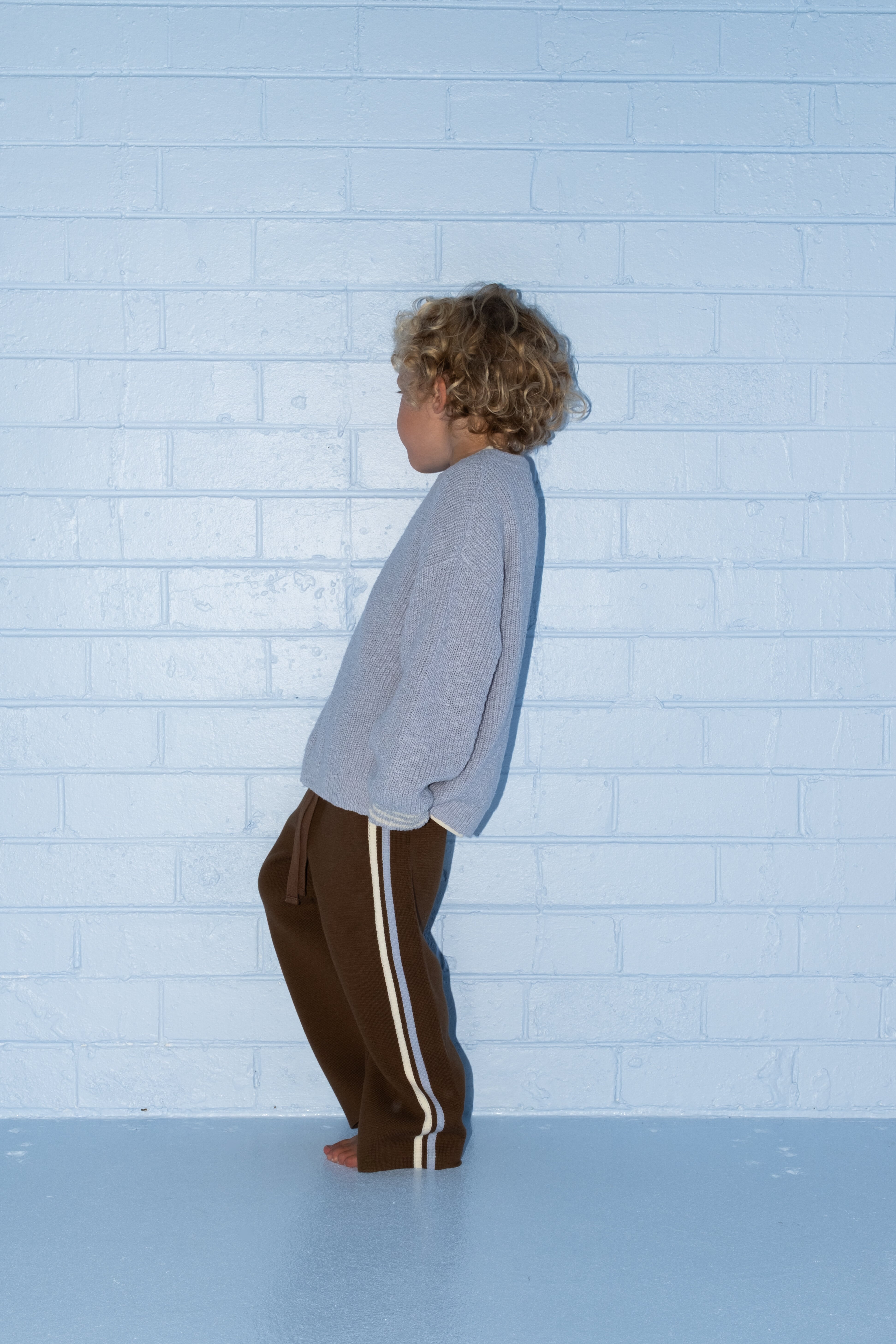 【即納/送料無料】Grown / Organic Striped Milano Knit Pants - Espresso