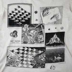 90's M.C.Escher "Multi" Printed T-Shirt USA ANDAZIA ART 90年代 エッシャー マルチプリント Tシャツ アメリカ ヴィンテージ ビンテージ だまし絵 アート TT2026-0001