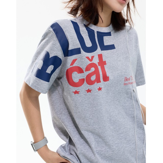 over logo grey short-sleeve tee　オーバーロゴグレー半袖ティー　J2052