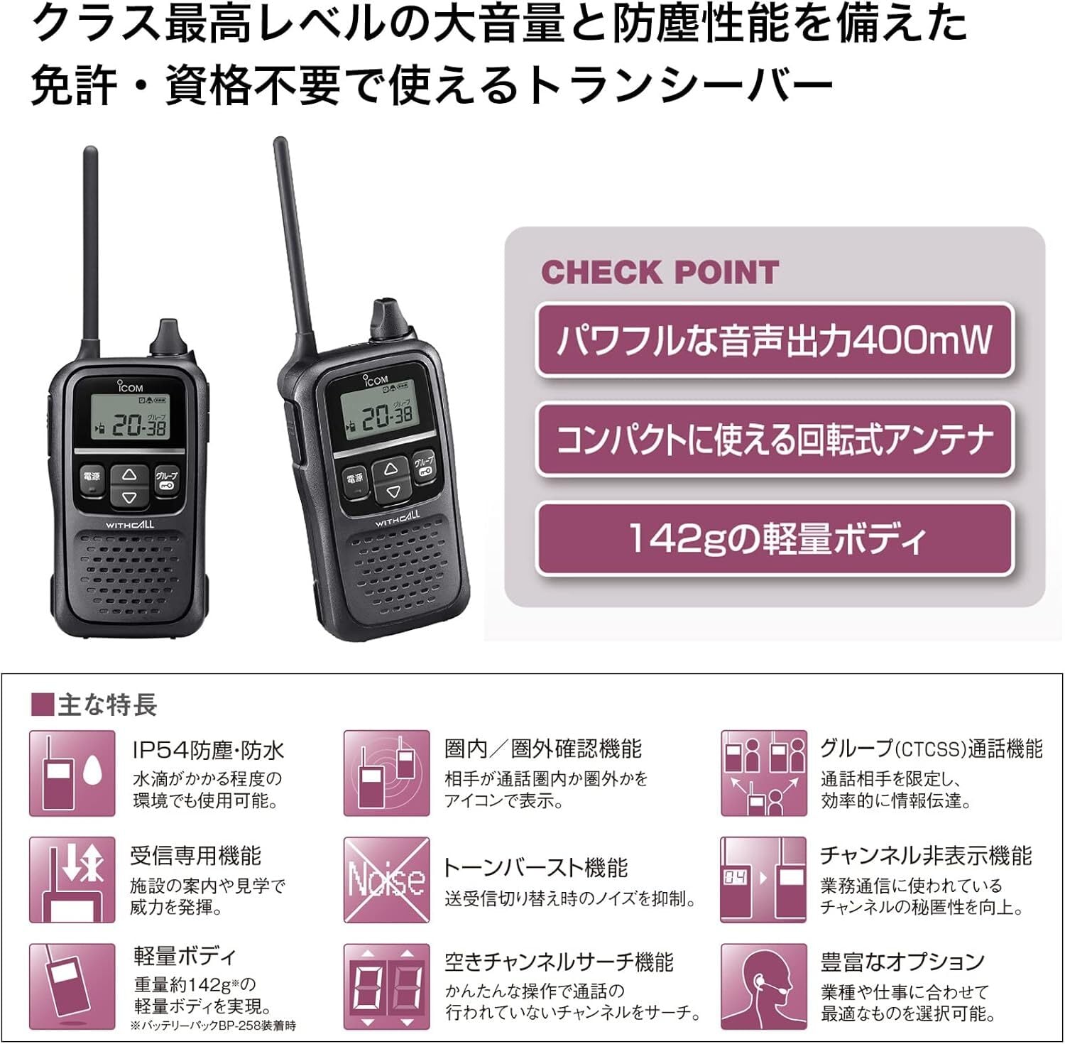 アイコム（ICOM） 特定小電力トランシーバー IC-4110/大音量/防塵/防水