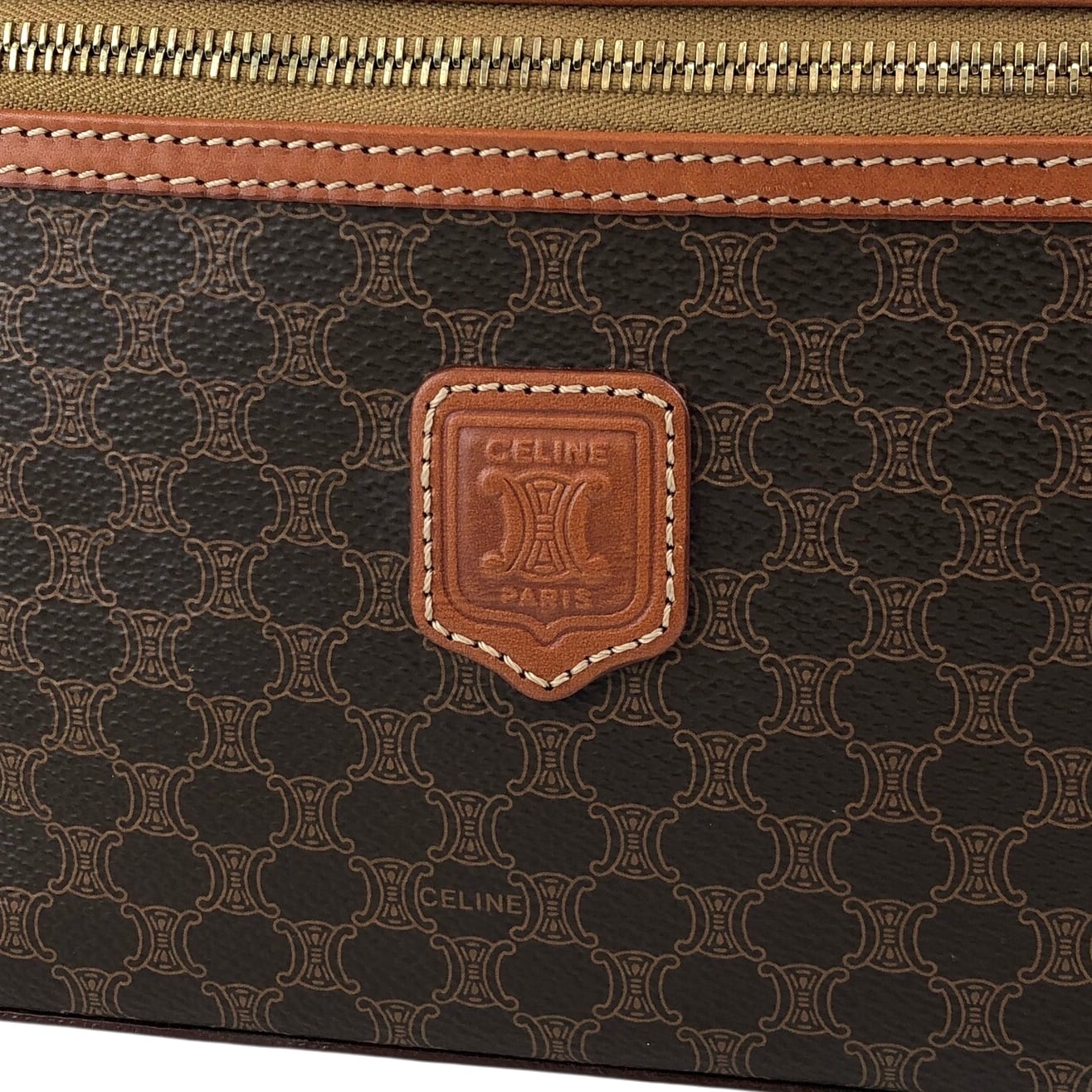 セリーヌ　　バニティ　2way ショルダーバッグ　マカダム　ブラウン CELINE セリーヌ マカダム ショルダーバッグ ブラウン ブラゾン型押し