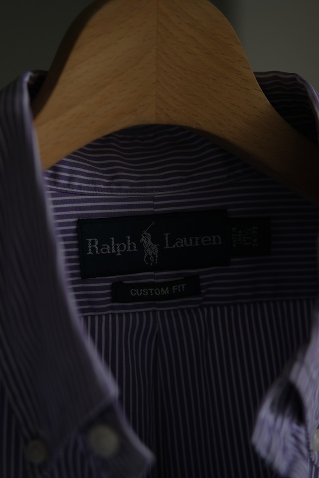 Utah／90's "Ralph Lauren" CUSTOM FIT stripe shirt／purple