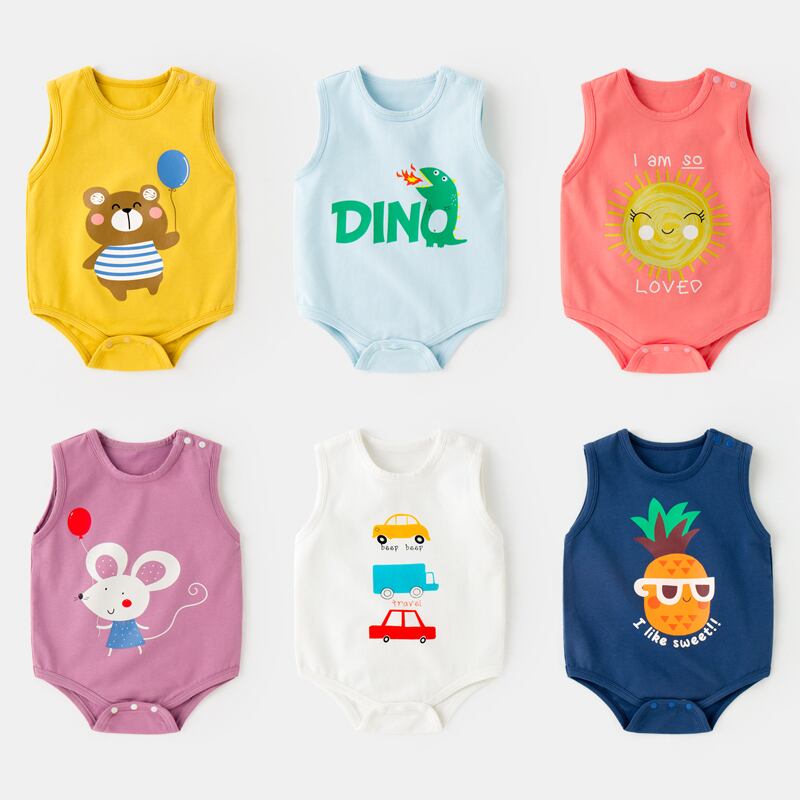 赤ちゃんのベストバッグおなら新生児ノースリーブトライアングルロンパース赤ちゃん夏薄い服男性漫画超かわいい Duduベイビー95891810236