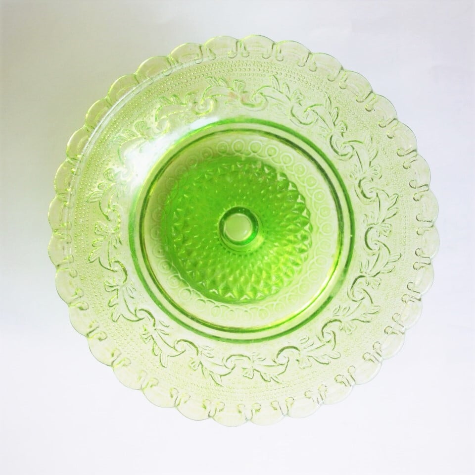 レースガラスの小さなコンポート グリーン