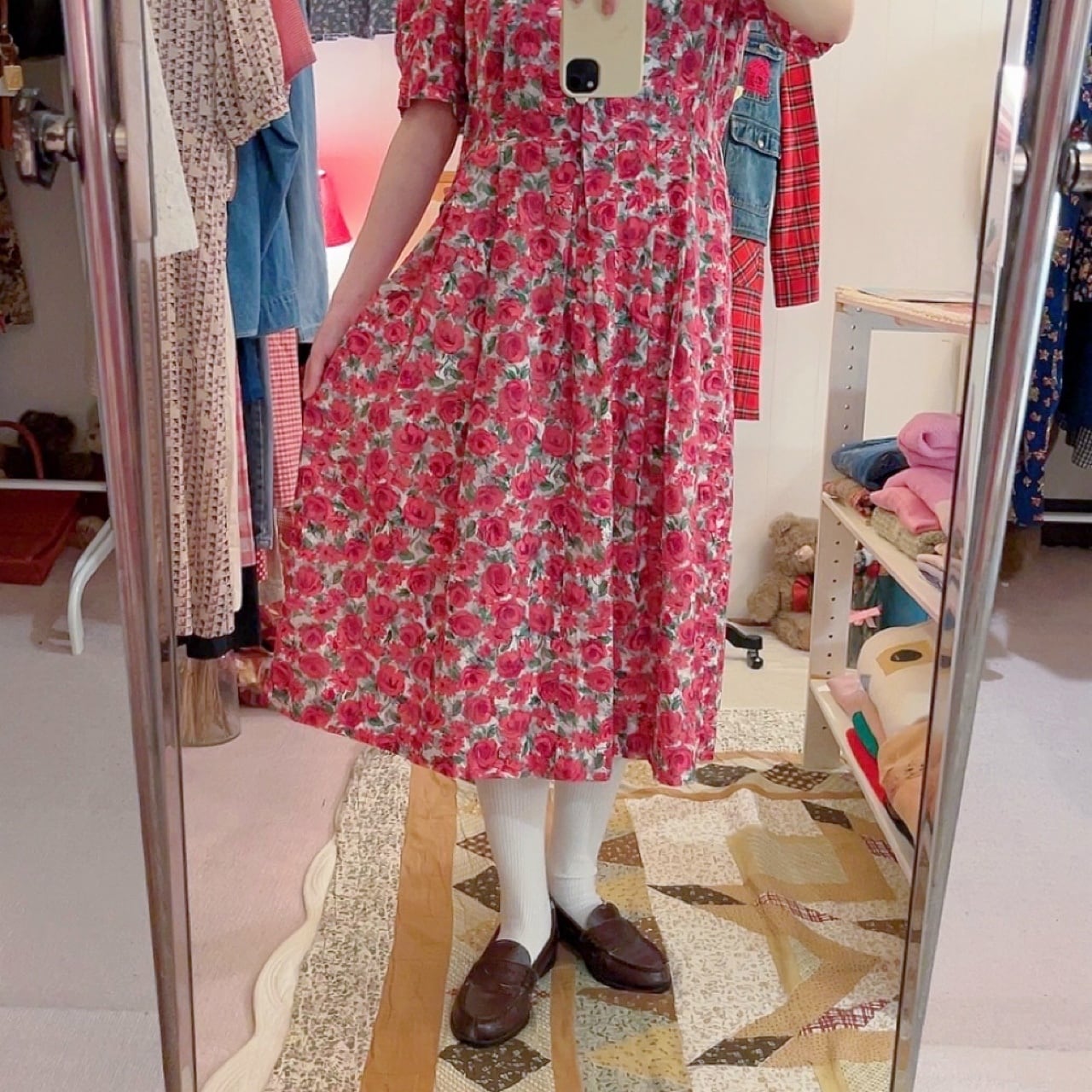 ROBERTA / pink rose garden one-piece