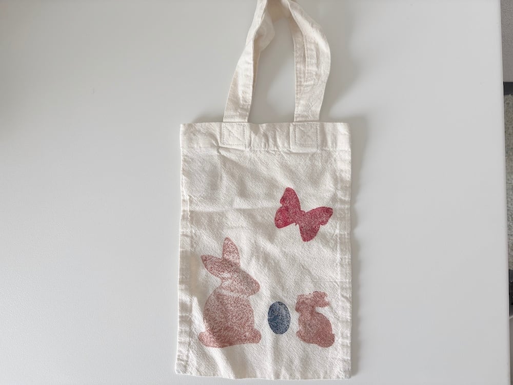 インド製・イースター模様のステンシルがかわいいミニミニエコバッグ