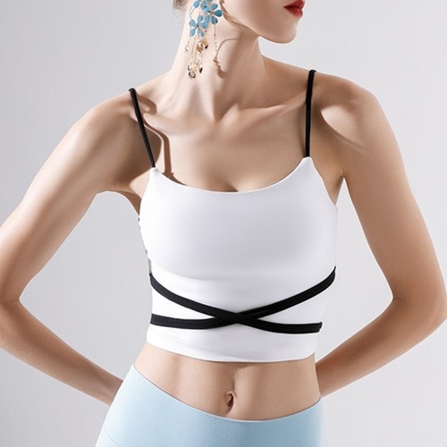 クロスストラップ ショート丈 スポーツブラ *3col* Y0333 画像