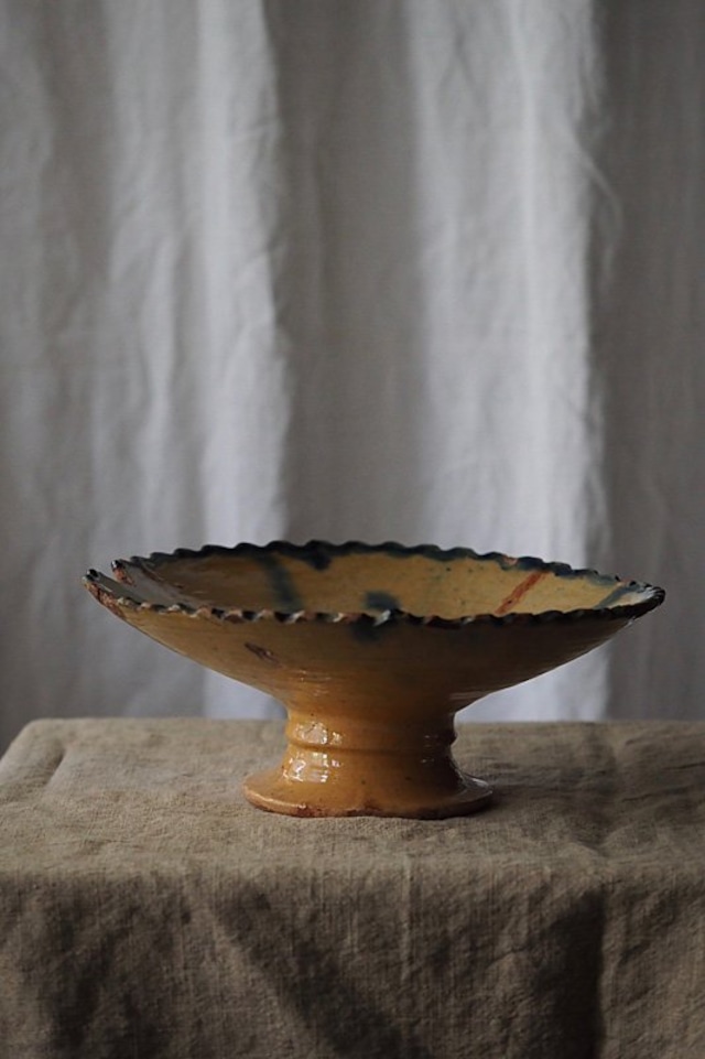 海に灼ける太陽差す色-antique pottery compote