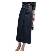 ベルト付き ラップ風 ミモレ丈 スカート 　全2色　 00030