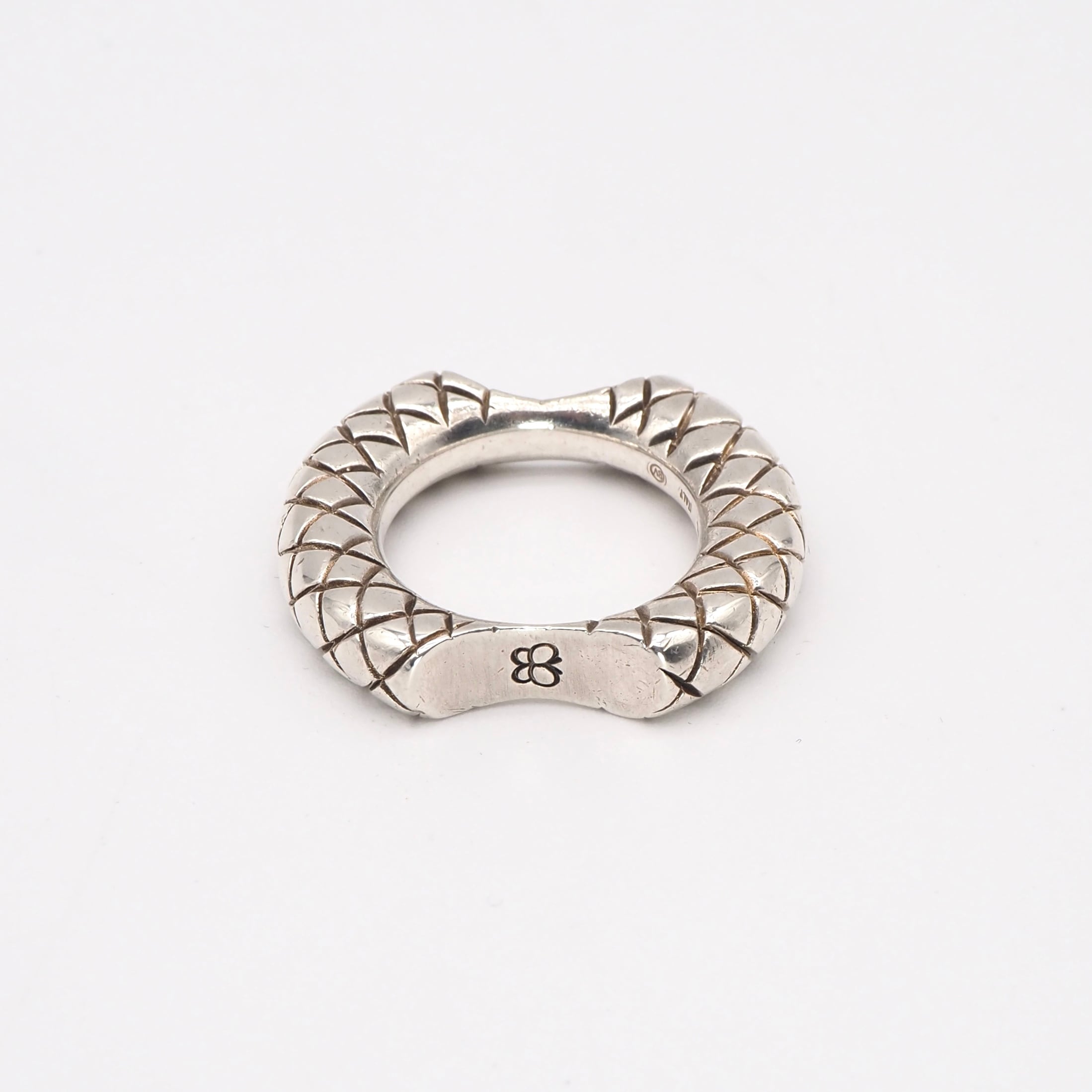 BOTTEGA VENETA 約21号 イントレチャートダブルカットリング シルバー925 ボッテガヴェネタ 付属品付き