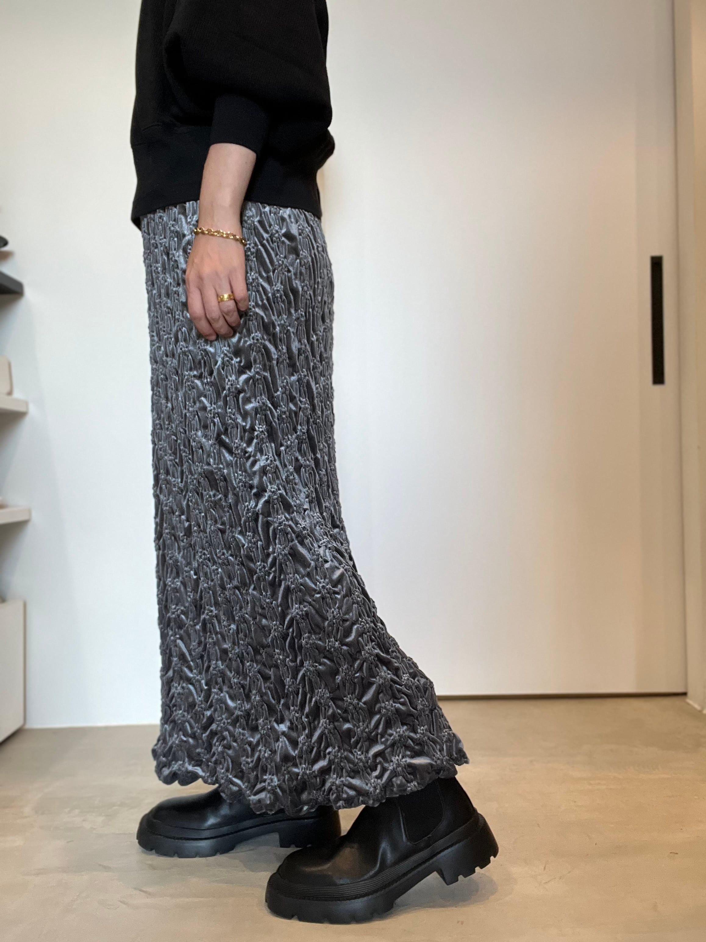 【SELECT】ベロアシャーリングタイトスカート