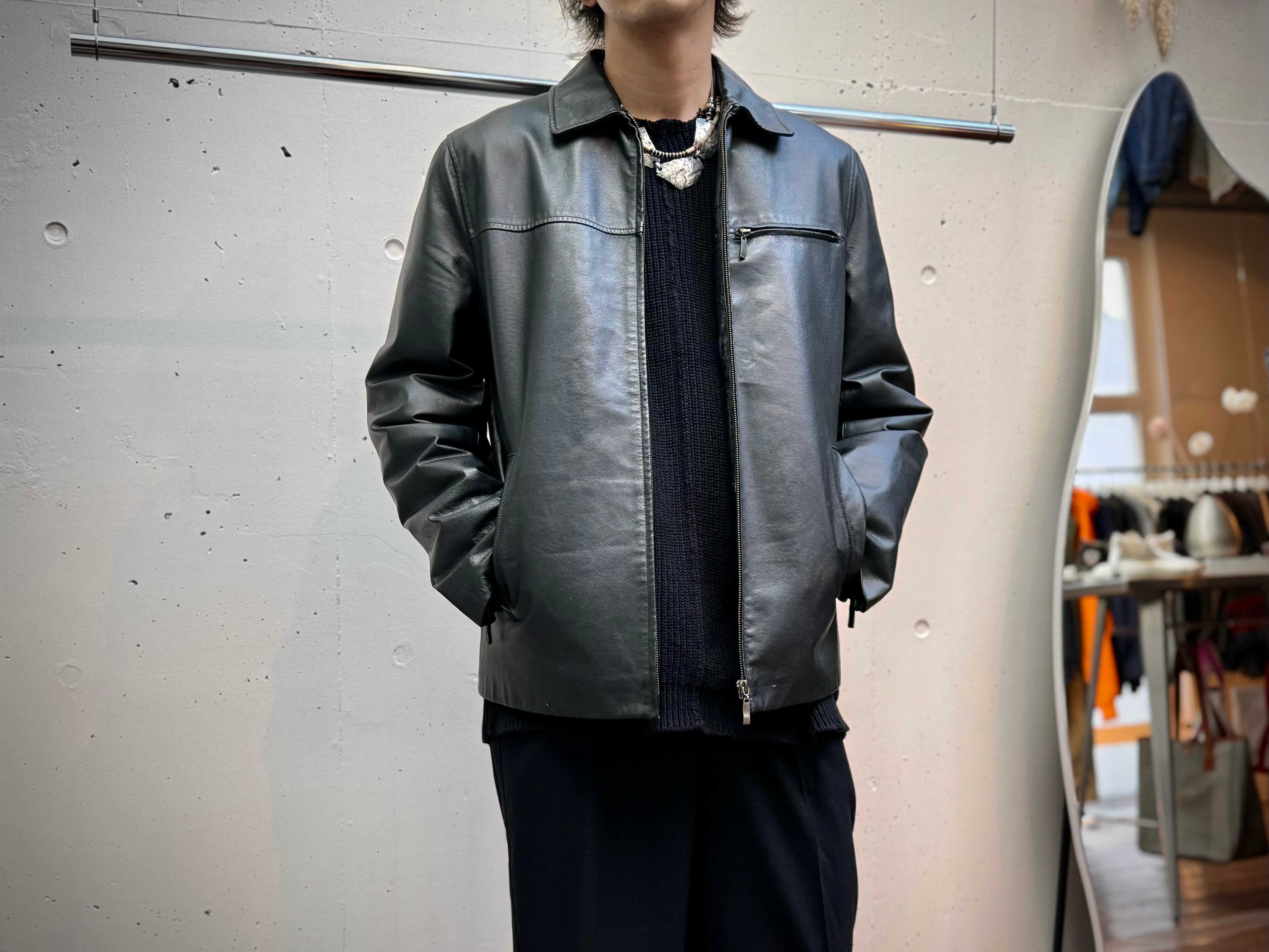 稀少 OLD GAP 00s 襟付き 噛み合わ レザージャケット ブラック Sサイズ