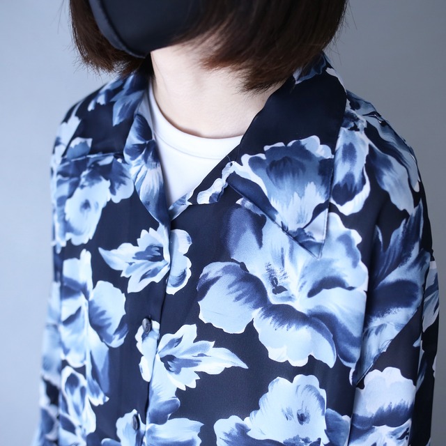 beautiful flower pattern over silhouette see-through shirt