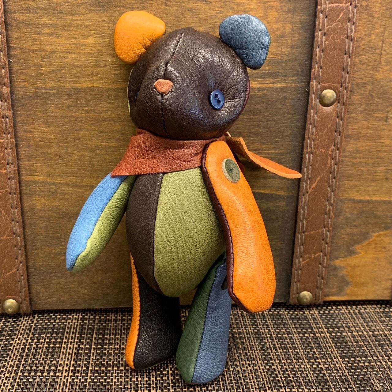 ジビエレザー鹿革ベルベア★端革を使ってアップサイクル「ベルズベア」写真の1点販売です　カラフル系1