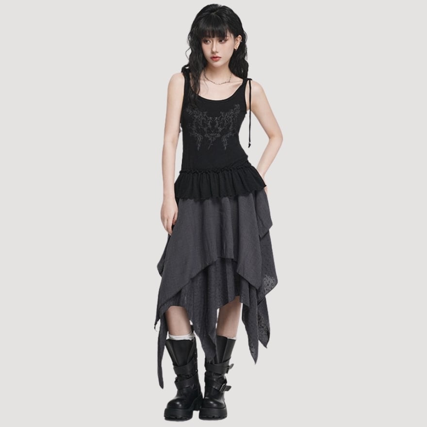 大人ゴシック ライブ参戦服 アシンメトリーロングスカート