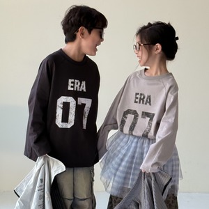 《取寄》ナンバリング長袖Tシャツ (ブラック/グレー) KMAI 2025秋 韓国子供服 トップス カットソー ロンT Tシャツ 長袖 ロゴ 番号 (90~150cm)