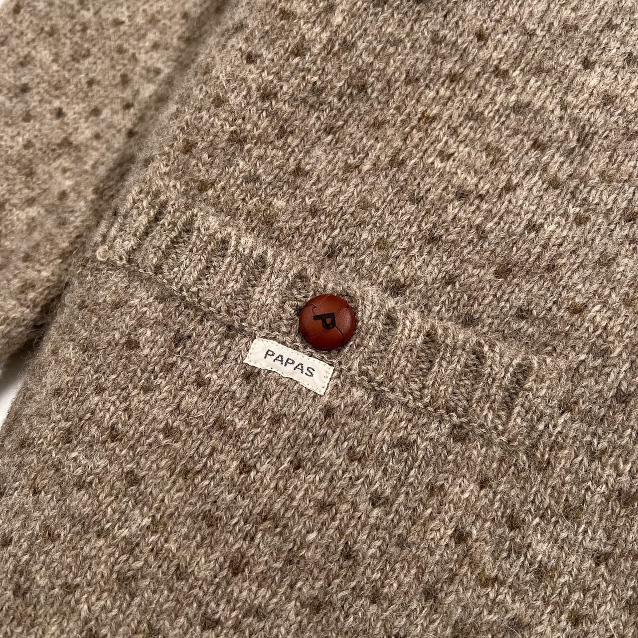 美品 PAPAS パパス ダウンライナー付き ジップアップ ウールニット ジャケット サイズ 50 L /ワッペン付き/メンズ