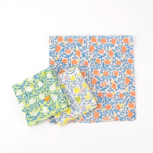 Summery flower garden and butterfly block print handkerchief