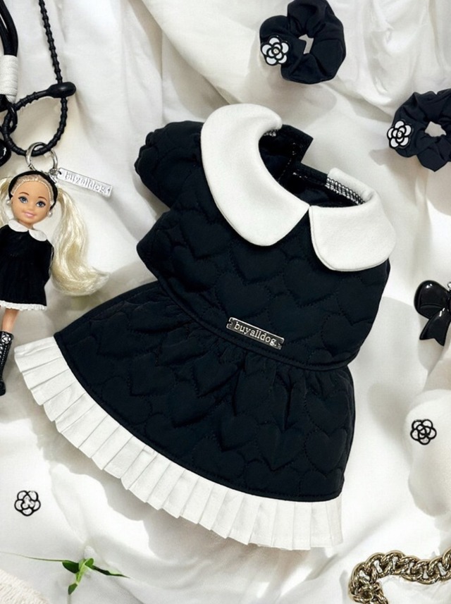 【即納】［BUYALLDOG］ Jane Heart Quilted Dog Padded One Piece(Mサイズ)