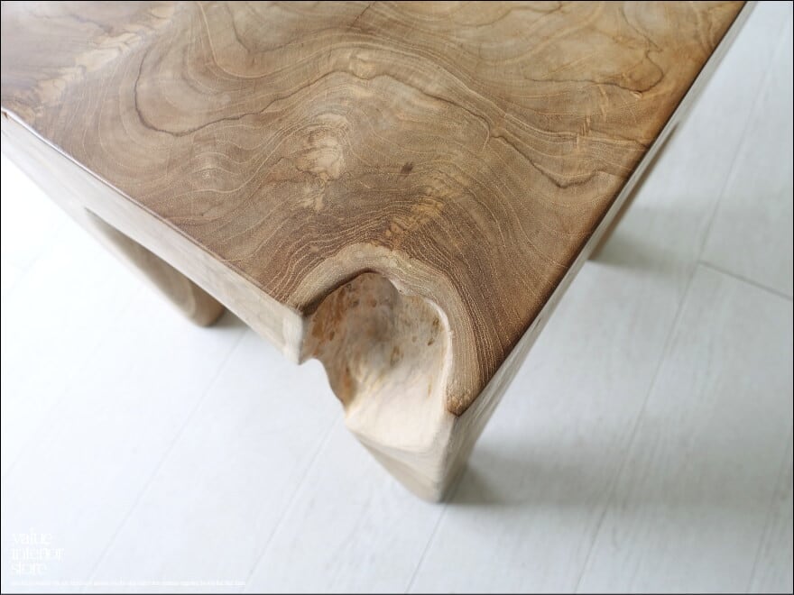 チーク無垢材 削り出しスツールFour イス プリミティブチェア 丸太