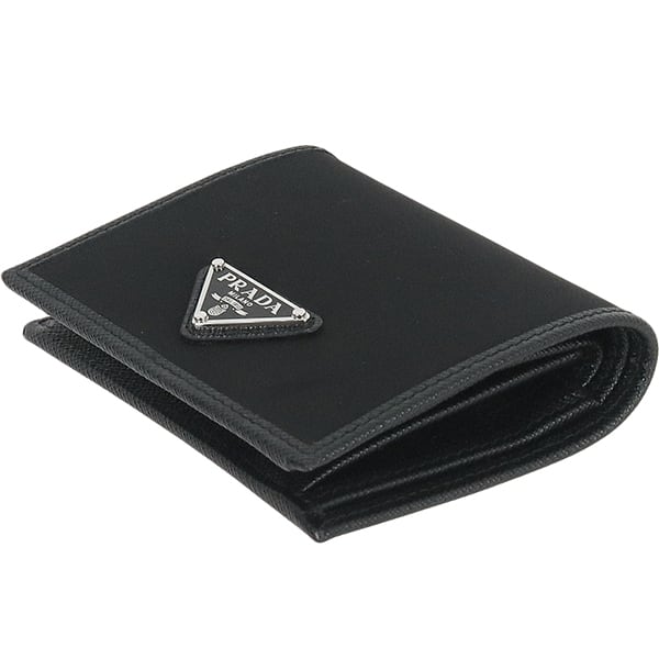New PRADA プラダ Re-Nylon × サフィアーノレザー 二つ折り財布 2MO008