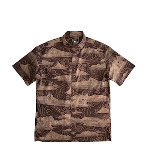 Mountain Men's  ボタンダウンアロハシャツ  /  Topographic  Brown