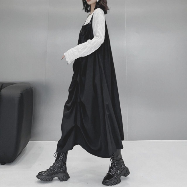 Mid-length suspender skirt C0496