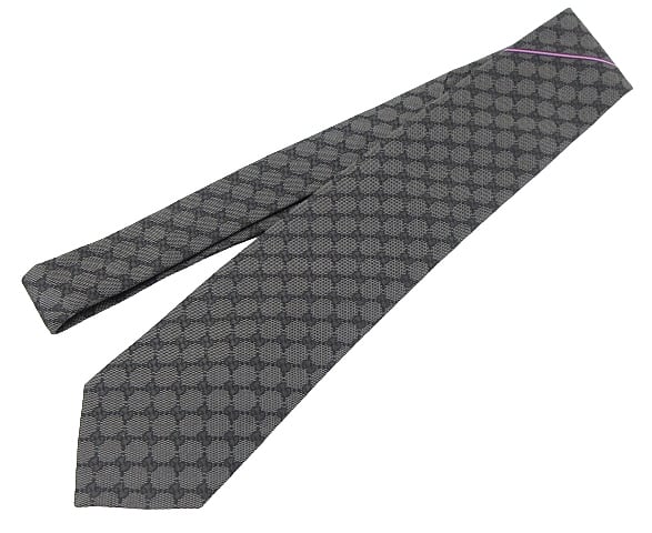 USED] GUCCI “グッチ” AREND GG柄 シルク ネクタイ 456522 グレー  