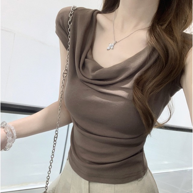 ドレープネック フィットカットソー　W00033