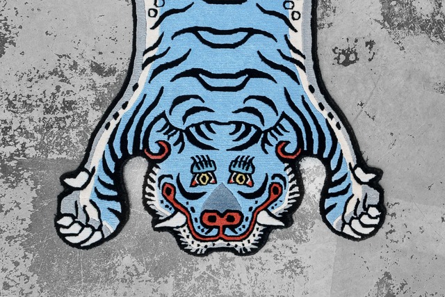 Tibetan Tiger Rug 《Sサイズ•ウール・オリジナル1•ブルー489》チベタンタイガーラグ