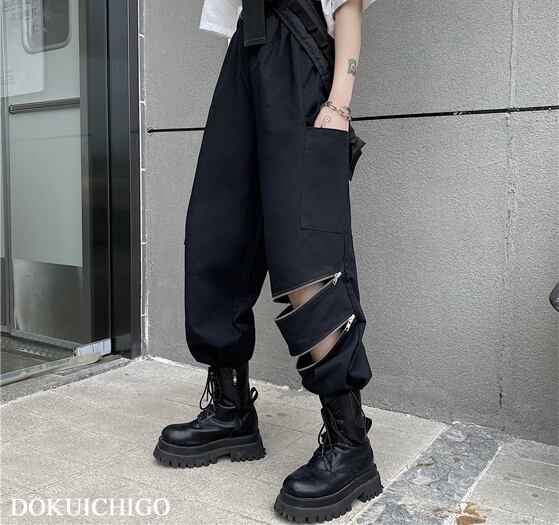 チャック パンツ レディース メンズ 韓国 個性的 ストリート ズボン Tb 774 毒いちご 韓国ファッション