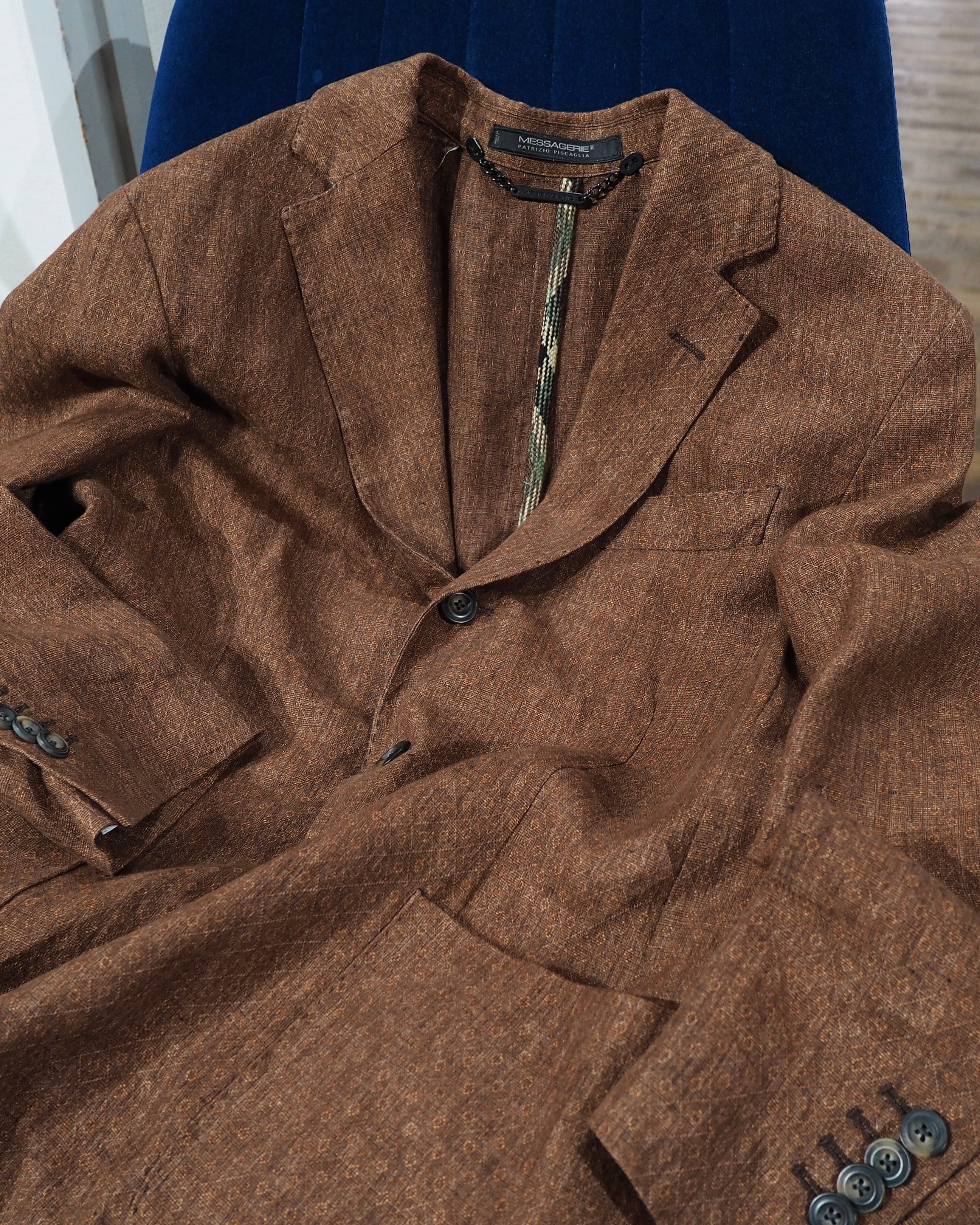 ” MESSAGERIE ” Pure Lino Linen 3B Tailored jacket (Made in Italy)